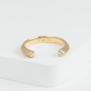Trilliant twin diamond open ring