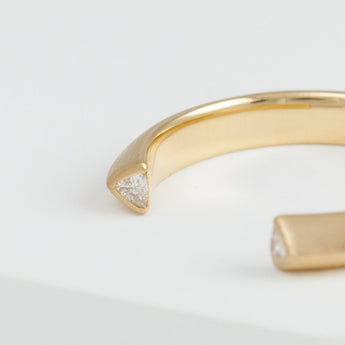 Trilliant twin diamond open ring