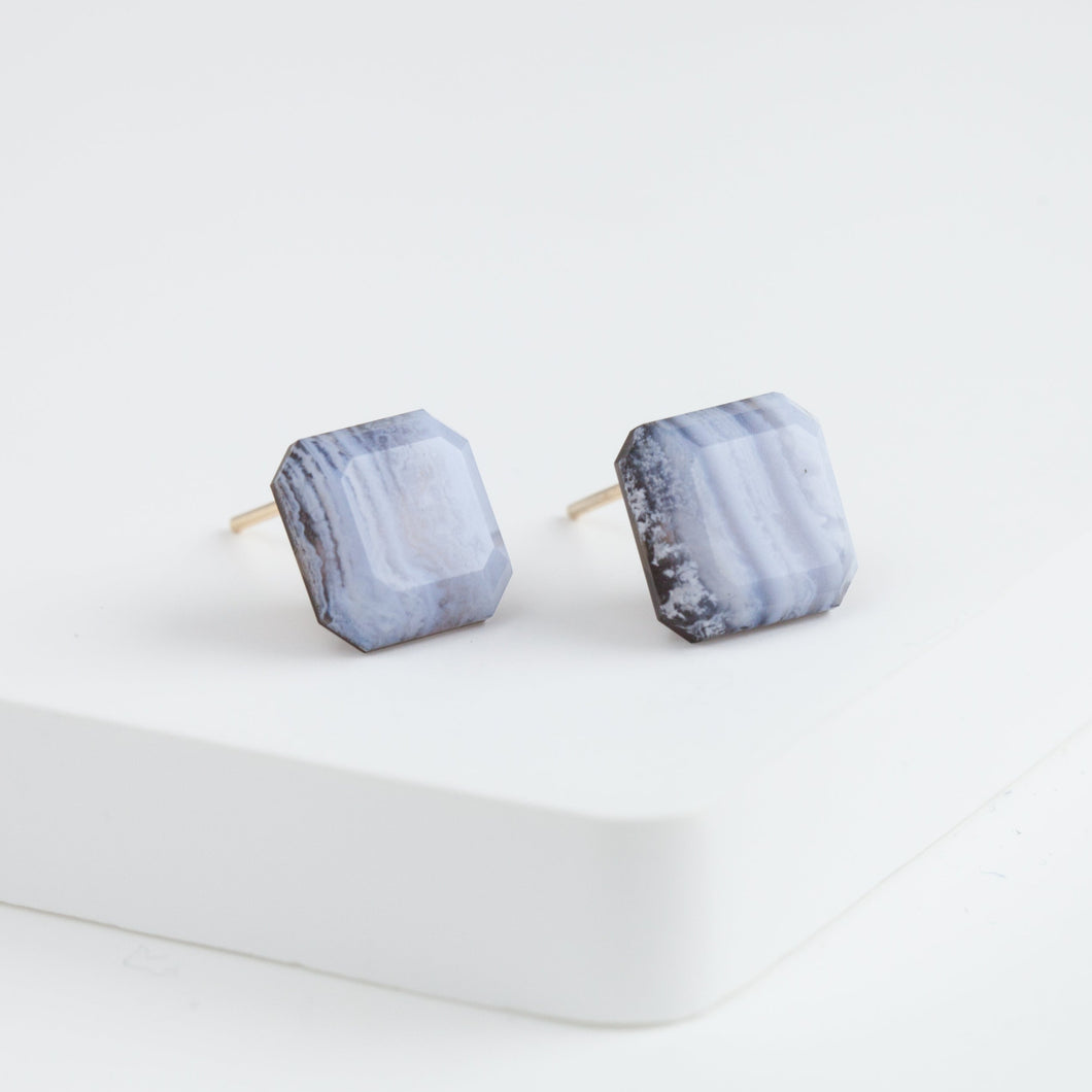 Doublet blue lace earrings