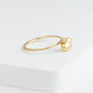 Baby gold pearl single pearl diamond ring