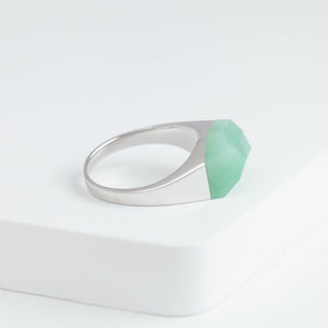 Mini rock crystal jade ring - silver