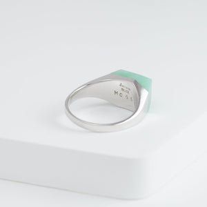 Mini rock crystal jade ring - silver