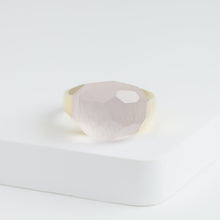 Load image into Gallery viewer, Mini rock faceted round rose quartz ring

