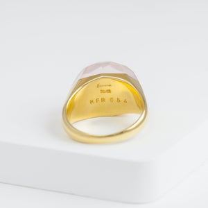 Mini rock faceted round rose quartz ring