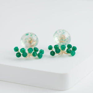 Fairy fuchsite in quartz and green agate earrings [Limited Edition]