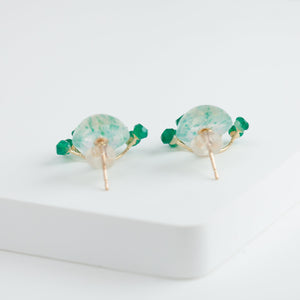 Fairy fuchsite in quartz and green agate earrings [Limited Edition]