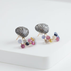 Fairy graphite in quartz and mixed stone earrings [Limited Edition]