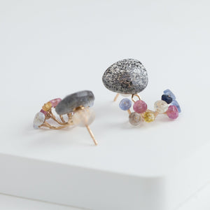 Fairy graphite in quartz and mixed stone earrings [Limited Edition]