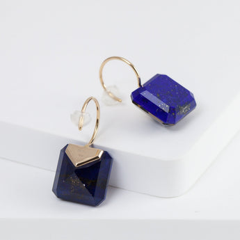 Doublet lapis lazuli hook earrings