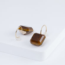 Load image into Gallery viewer, Doublet tiger&#39;s eye hook earrings
