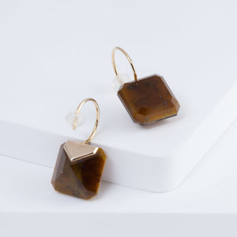Doublet tiger's eye hook earrings