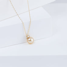 Load image into Gallery viewer, Baby gold pearl single pearl diamond necklace
