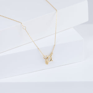 Baby gold pearl single pearl diamond necklace