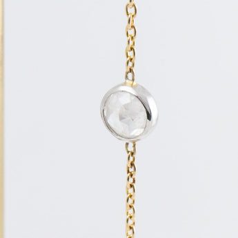 Mixed metal rose cut diamond threader earrings