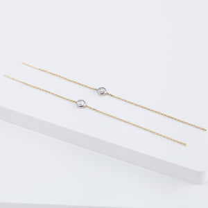 Mixed metal rose cut diamond threader earrings