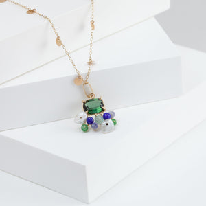 Fairy green tourmaline and mixed stone pendant
