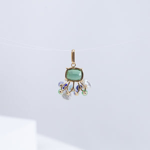 Fairy green tourmaline and mixed stone pendant