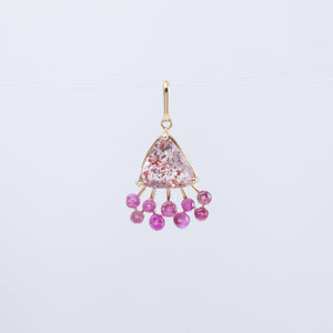 Fairy lepidocrocite in quartz and pink sapphire pendant