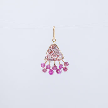 Fairy lepidocrocite in quartz and pink sapphire pendant