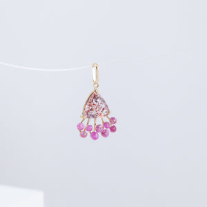Fairy lepidocrocite in quartz and pink sapphire pendant