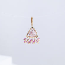 Load image into Gallery viewer, Fairy lepidocrocite in quartz and pink sapphire pendant
