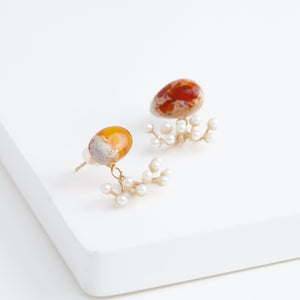 Fairy cantera opal and pearl earrings