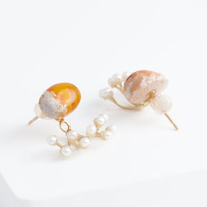 Fairy cantera opal and pearl earrings