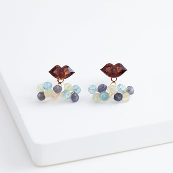 Fairy lip garnet and mixed stone earrings