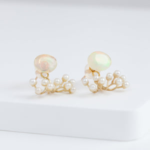 Fairy Ethiopian opal and pearl earrings