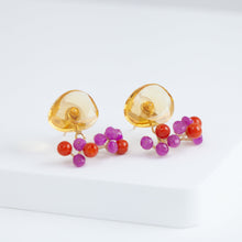 Load image into Gallery viewer, Fairy citrine and red stone earrings
