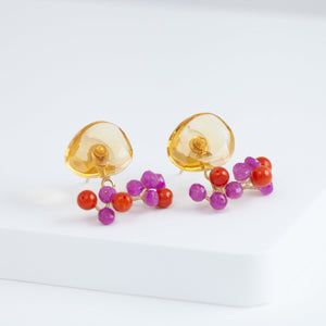 Fairy citrine and red stone earrings