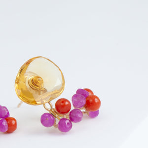 Fairy citrine and red stone earrings