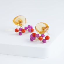 Load image into Gallery viewer, Fairy citrine and red stone earrings
