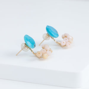 Fairy turquoise and pink opal earrings