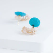 Load image into Gallery viewer, Fairy turquoise and pink opal earrings
