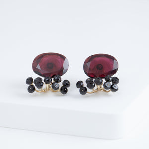 Fairy garnet and black spinel earrings