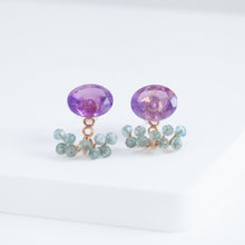 Load image into Gallery viewer, Fairy purple amethyst and light apatite earrings
