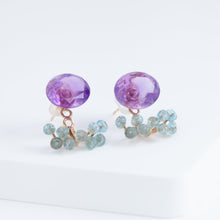 Load image into Gallery viewer, Fairy purple amethyst and light apatite earrings
