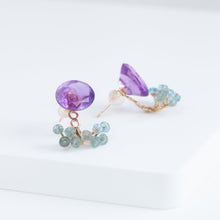 Load image into Gallery viewer, Fairy purple amethyst and light apatite earrings
