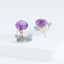 Load image into Gallery viewer, Fairy purple amethyst and light apatite earrings
