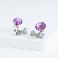 Load image into Gallery viewer, Fairy purple amethyst and light apatite earrings
