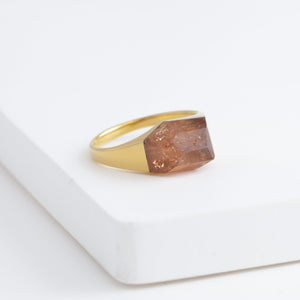 Mini rock crystal imperial topaz ring