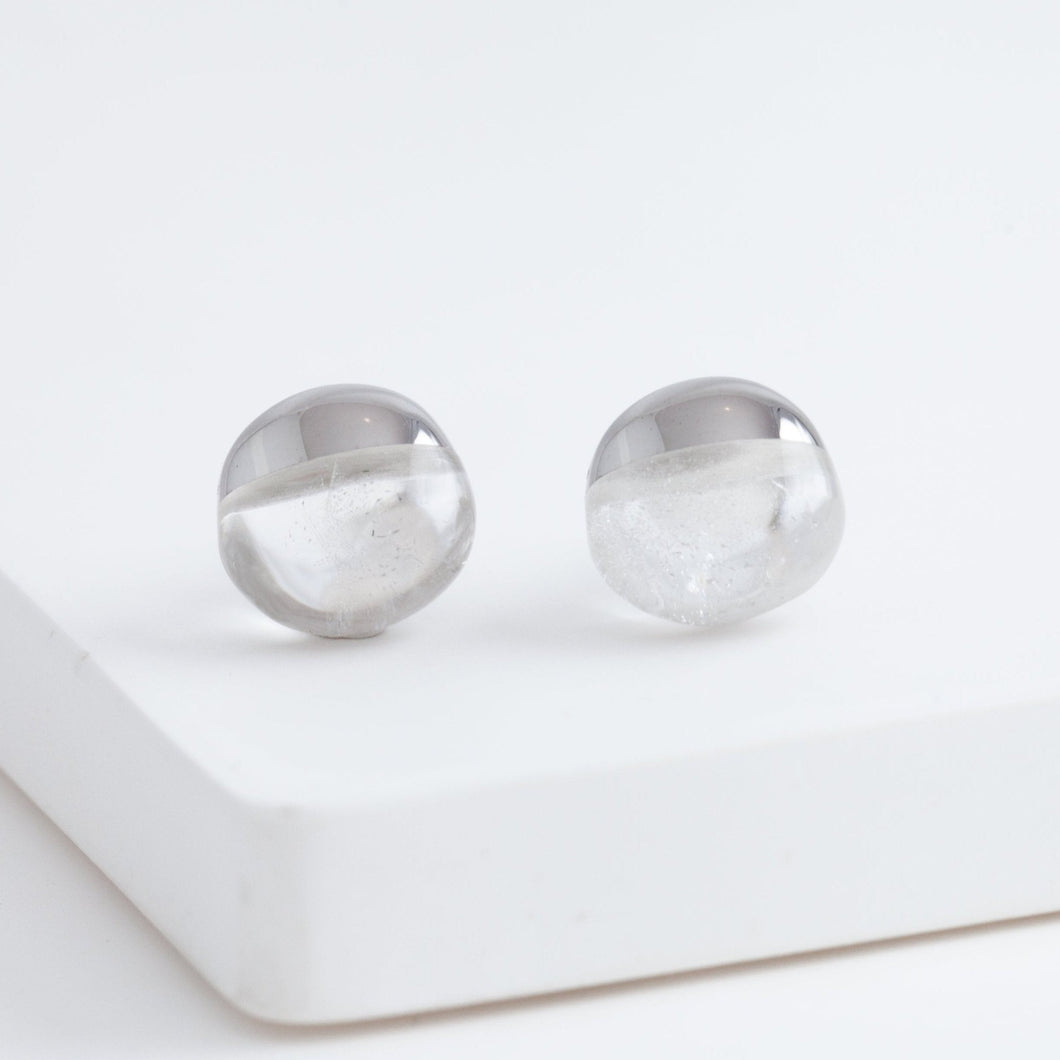 Himalayan quartz rock earrings (rhodium plated silver)