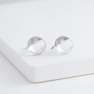 Himalayan quartz rock earrings (rhodium plated silver)