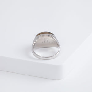 Mini rock round smoky quartz ring - silver