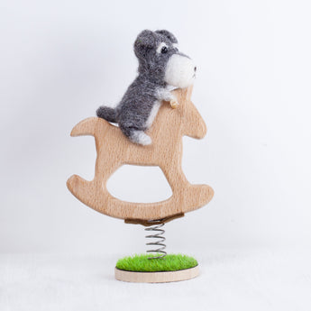 Fluffy - Schnauzer rocking horse doll