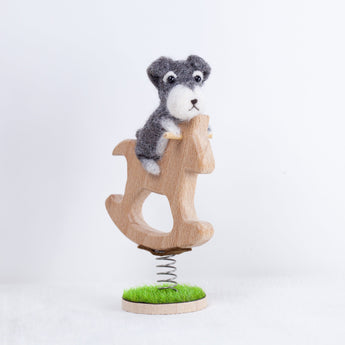 Fluffy - Schnauzer rocking horse doll