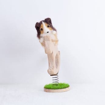 Fluffy - Collie Sheltie rocking horse doll