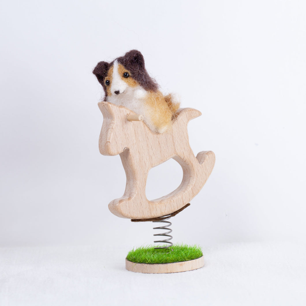 Fluffy - Collie Sheltie rocking horse doll