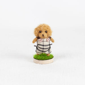 Fluffy - Poodle brooch pin with stand